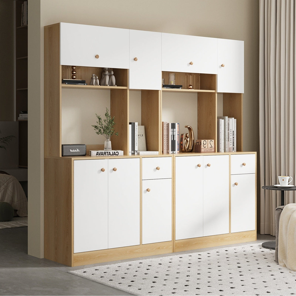 Oikiture Buffet Sideboard Storage Cabinet Kitchen Pantry Cupboard Hallway Table