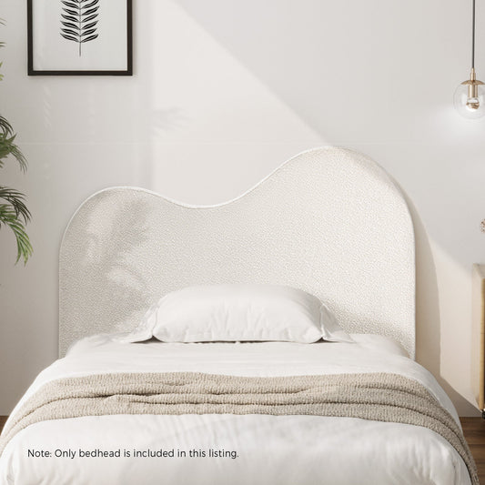 Oikiture Bed Head King Single Size Headboard Bedhead Boucle Fabric White