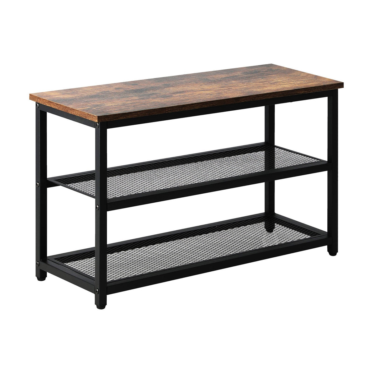 Oikiture Shoe Cabinet Bench Shoes Rack Shelf Storage 3-Tier Industrial Furniture
