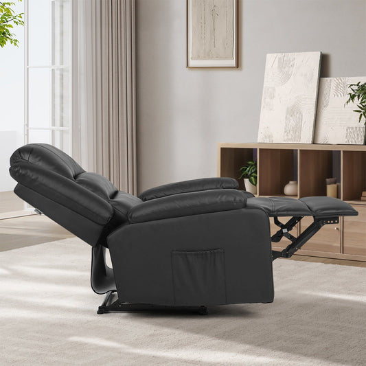 Oikiture Recliner Chair ArmChair Padded Lounge With Side Pocket Polyester/PU