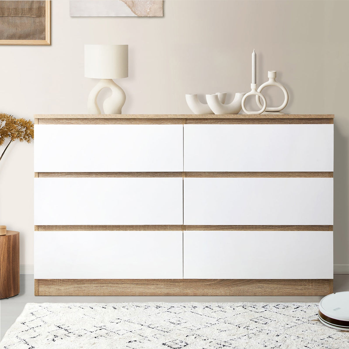 Oikiture Chest of Drawers Tallboy Dresser Table Storage Cabinet Wooden White