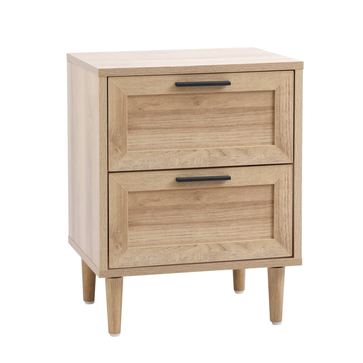 Oikiture Bedside Table Nightstand 2 Drwers Side End Table Storage Natural