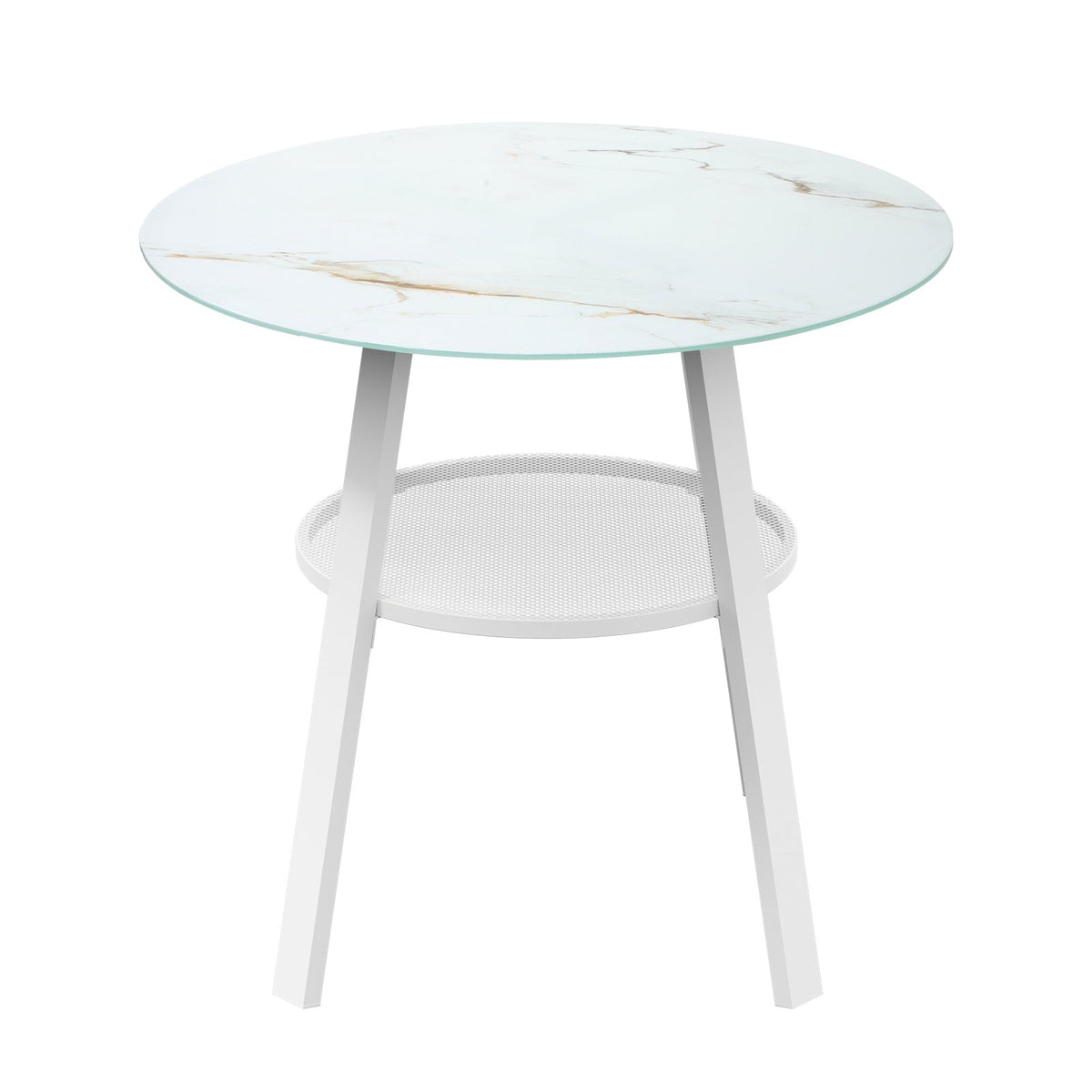 Livsip Outdoor Dining Table w/ Storage Shelf Patio Furniture White 90cm