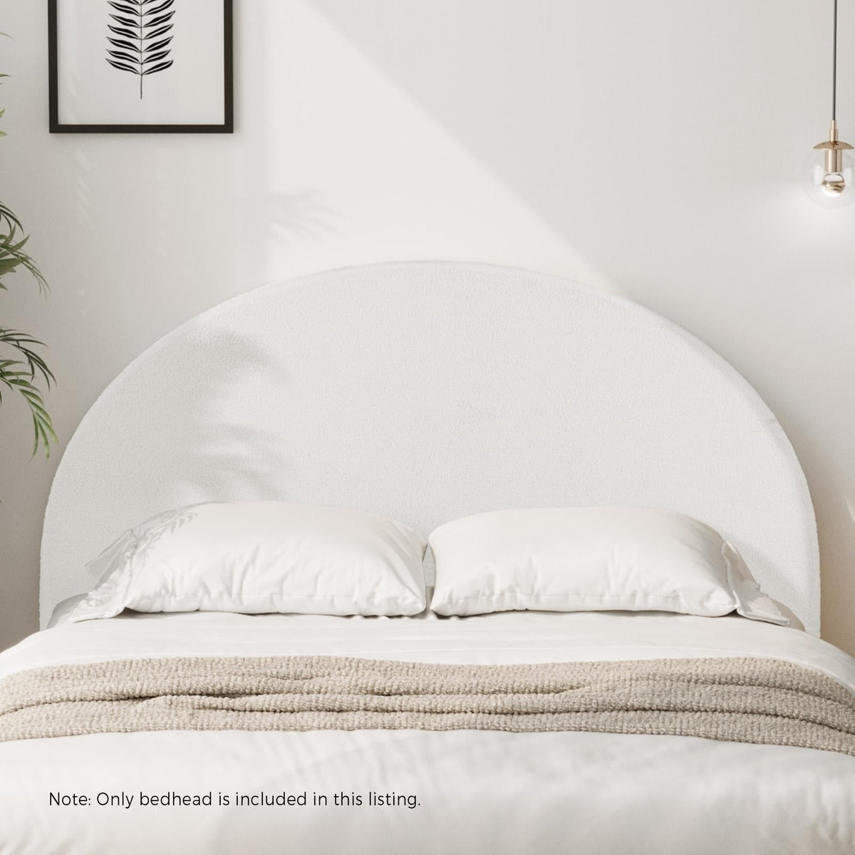Oikiture Headboard Queen Double King Single Size Bed Head Bedhead Boucle Fabric