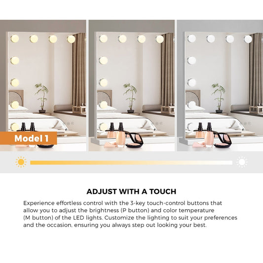 Oikiture Hollywood Mirrors Makeup Magnifying Mirror Bluetooth with LED Lights