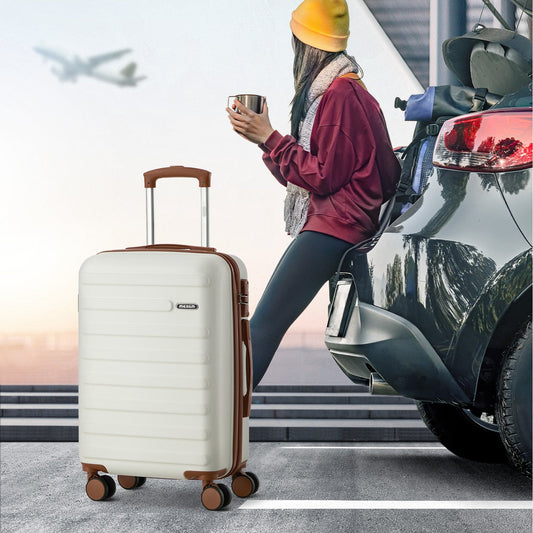 Mazam 3PCS Luggage Suitcase Trolley Set Travel TSA Lock Hard Shell Case White