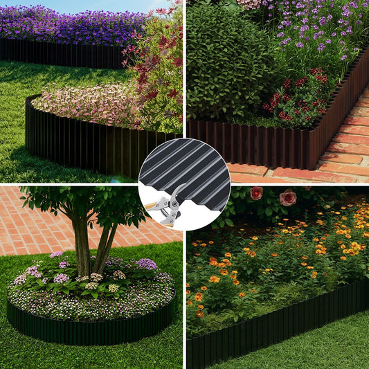 Livsip Garden Edging 20mx30cm Landscape Lawn Edge Border DIY Fence Steel Black