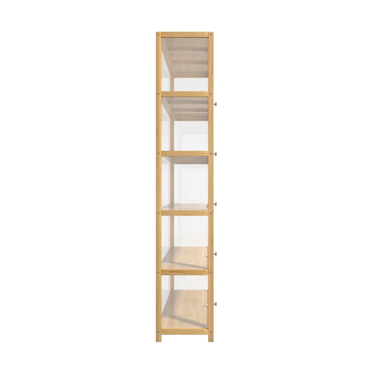 Oikiture Display Cabinet Storage 5-Tier Shelves Clear Bookcase Stand Rack Oak