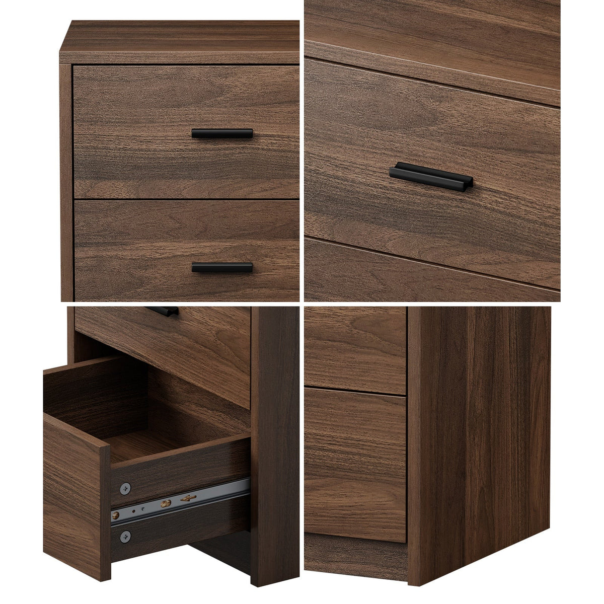 Oikiture Bedside Table 3 Drawers Nightstand Bedroom Storage Side End