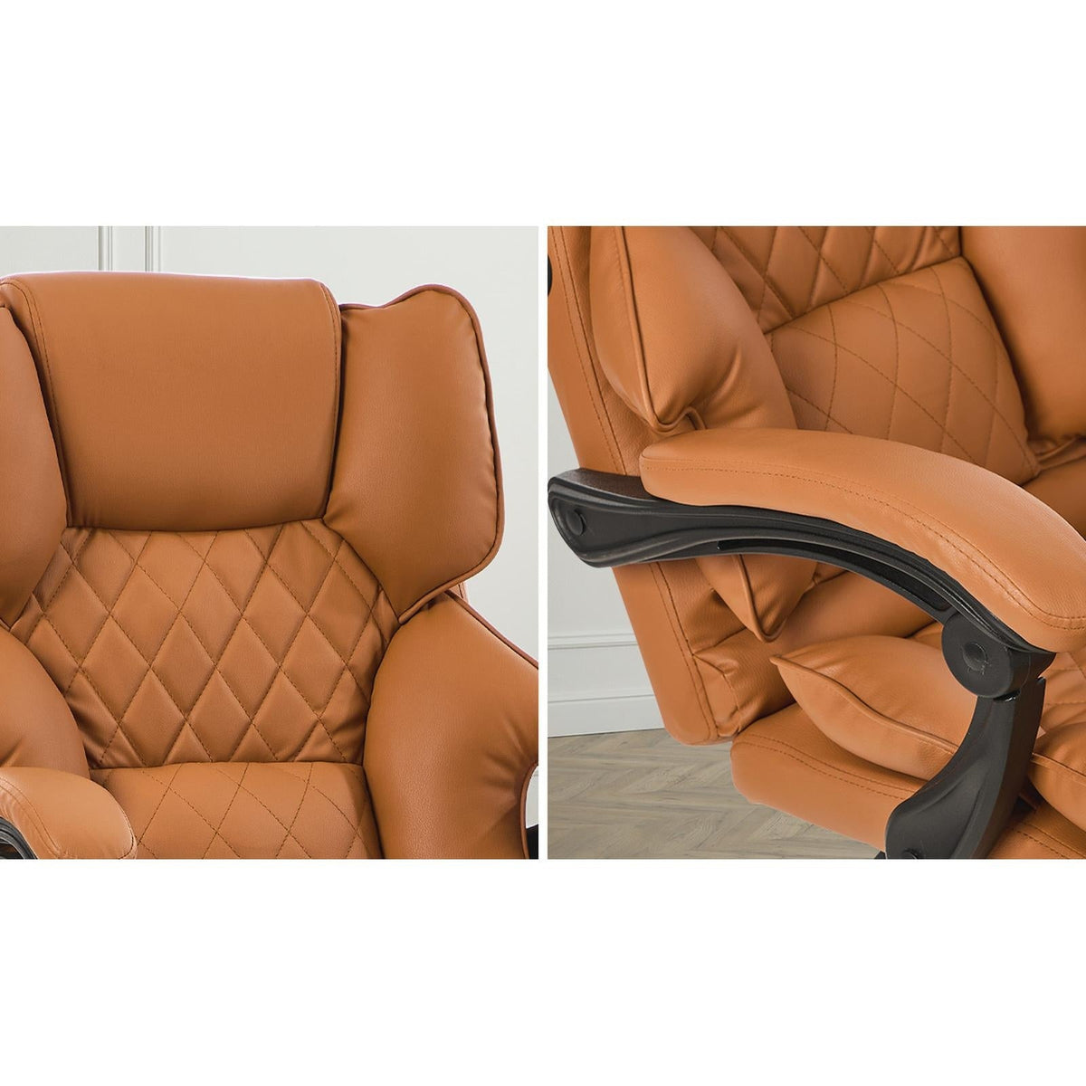 Oikiture Massage Office Chair Premium PU Leather Computer Gaming Seat Brown