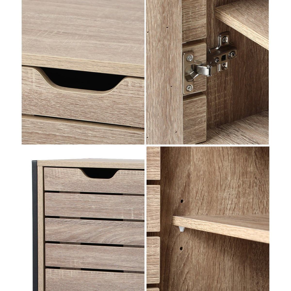 Oikiture Shoe Rack Shoes Storage Cabinet Organiser Shelf 2 Doors Brown