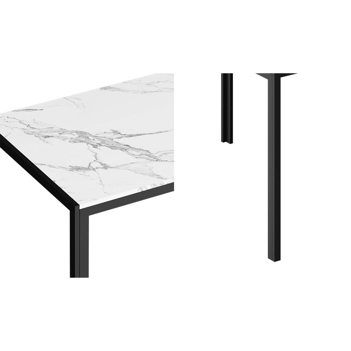 Oikiture 120cm Dining Table Rectangular Kitchen Table with Metal Leg White and Black
