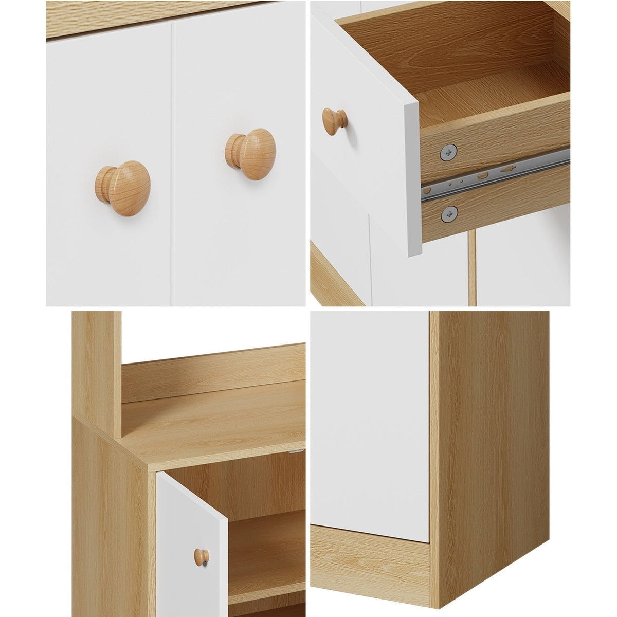 Oikiture Buffet Sideboard Storage Cabinet Kitchen Pantry Cupboard Hallway Table