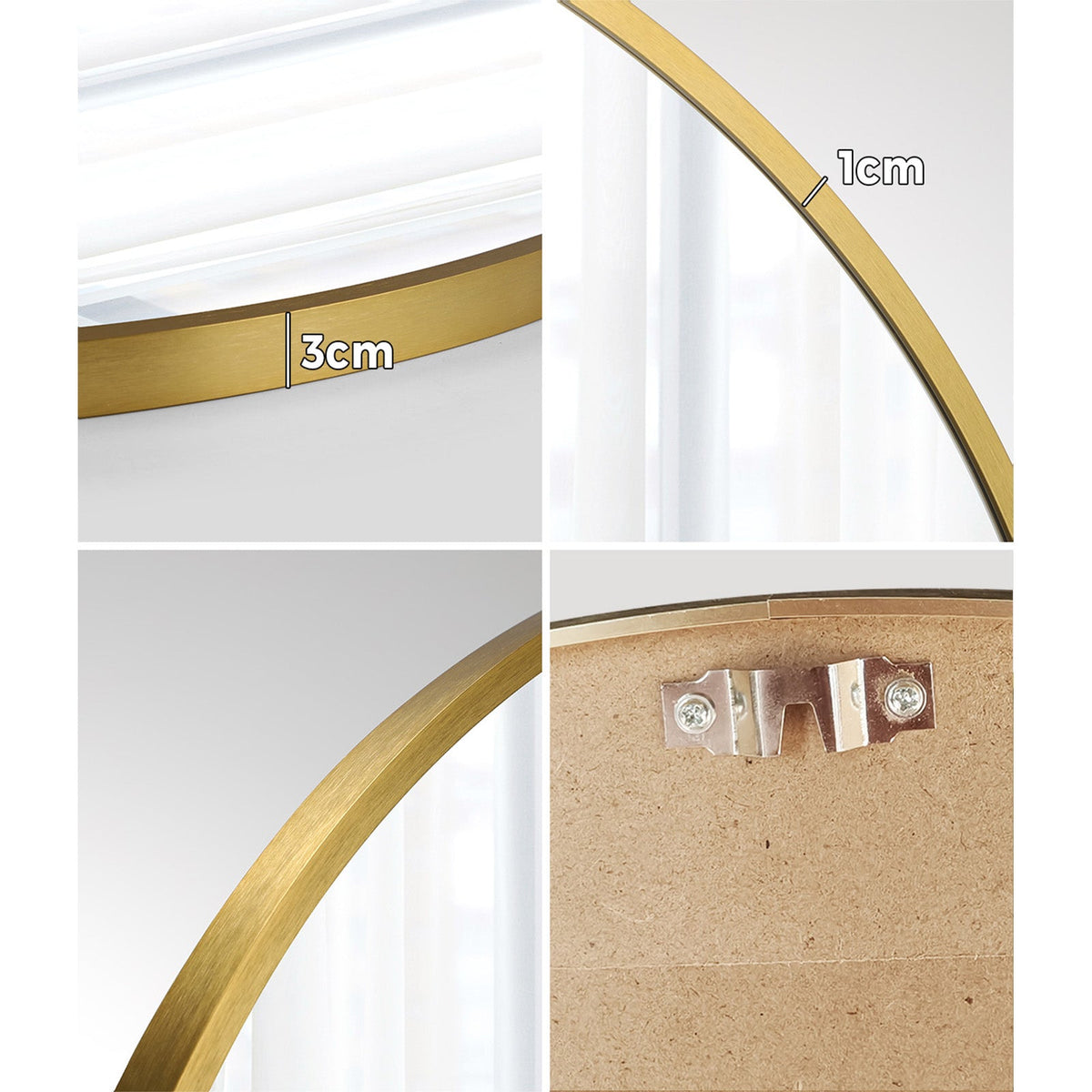 Oikiture Wall Mirrors Round Makeup Mirror Vanity Home Decorative Gold 80cm
