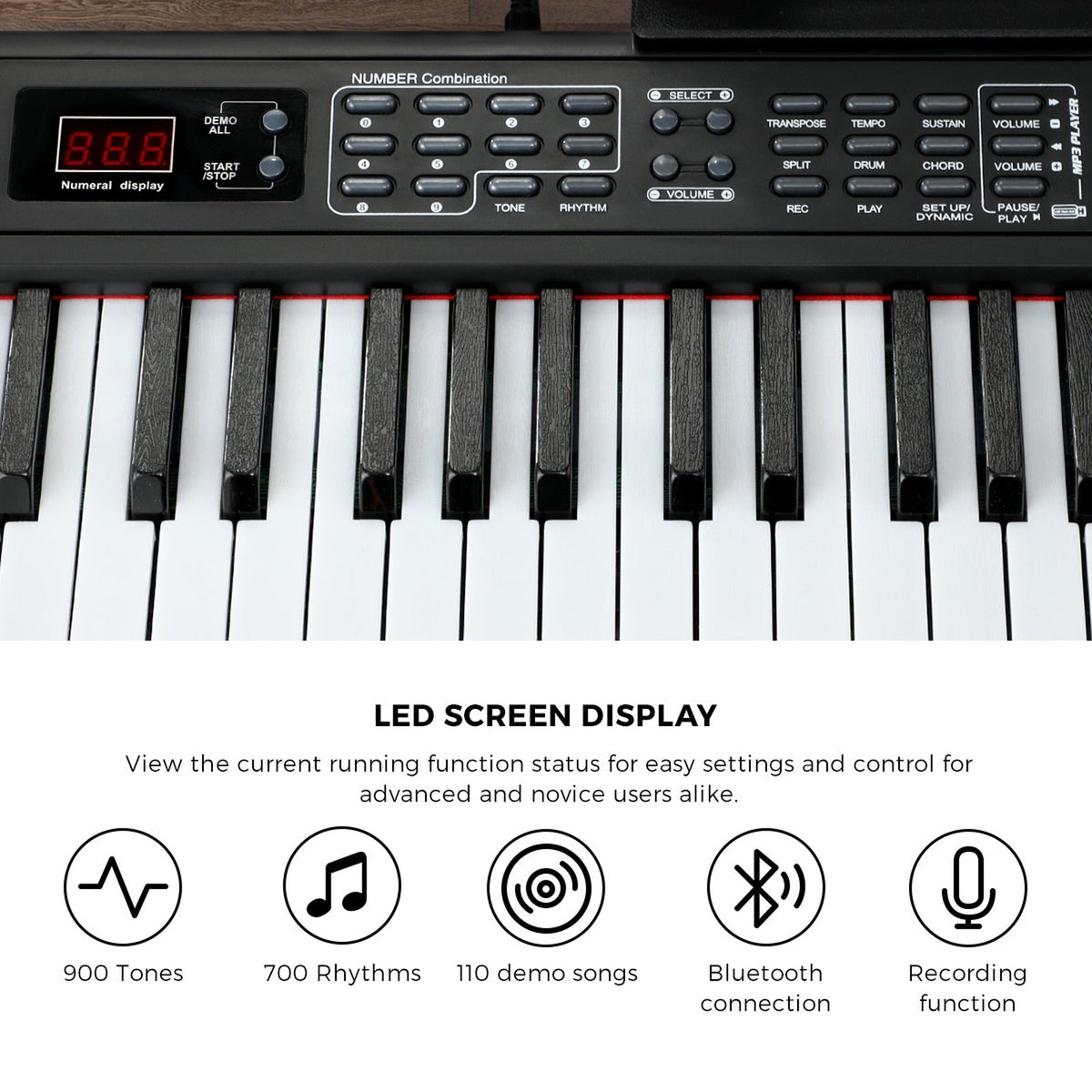 Mazam 88 Keys Electronic Piano Keyboard Portable Lighted Electric Keyboards