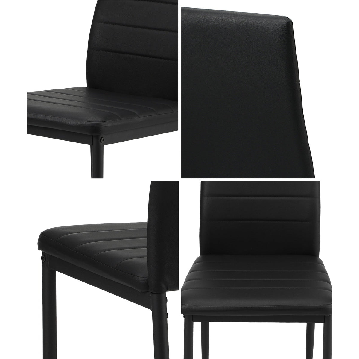 Oikiture 4PCS Dining Chairs High-Back Kitchen Chair Padded Faux Leather Black