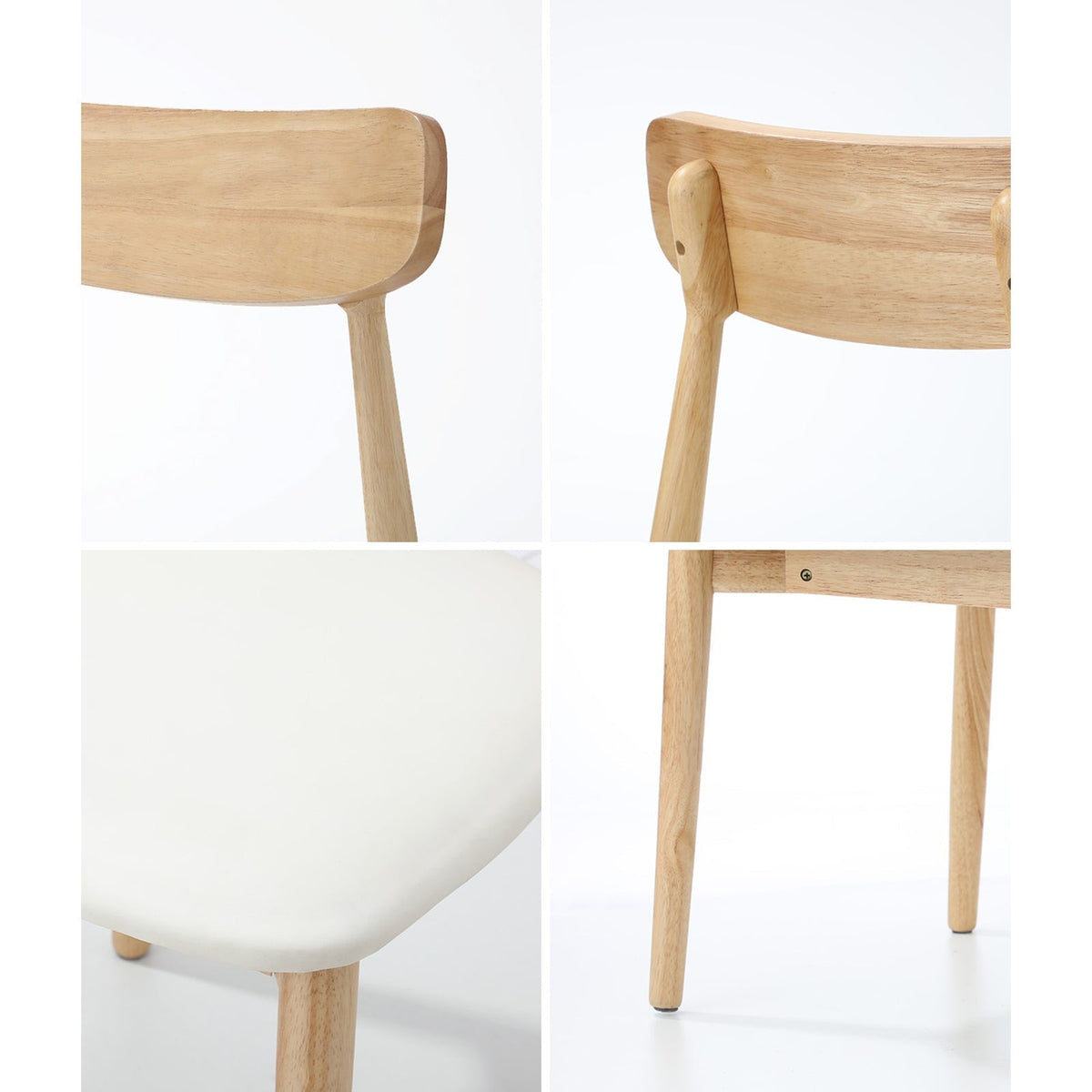 Oikiture 2x Dining Chairs Kitchen Chair PU Leather Solid Wood Cafe Lounge Beige