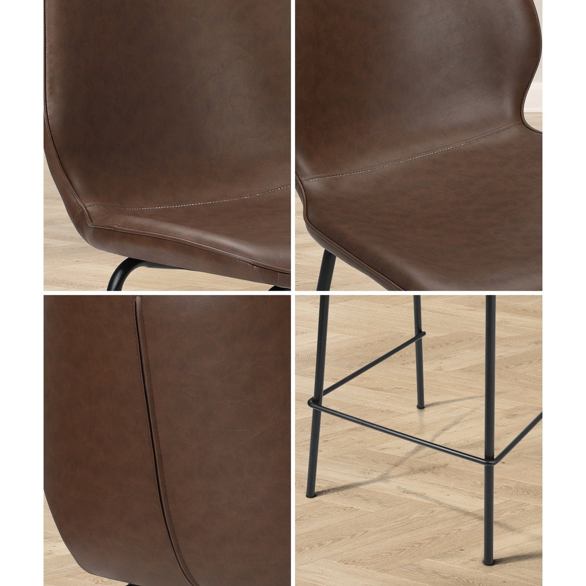 Oikiture 2/4x Bar Stools Kitchen Dining Stool Counter Metal Chairs Leather