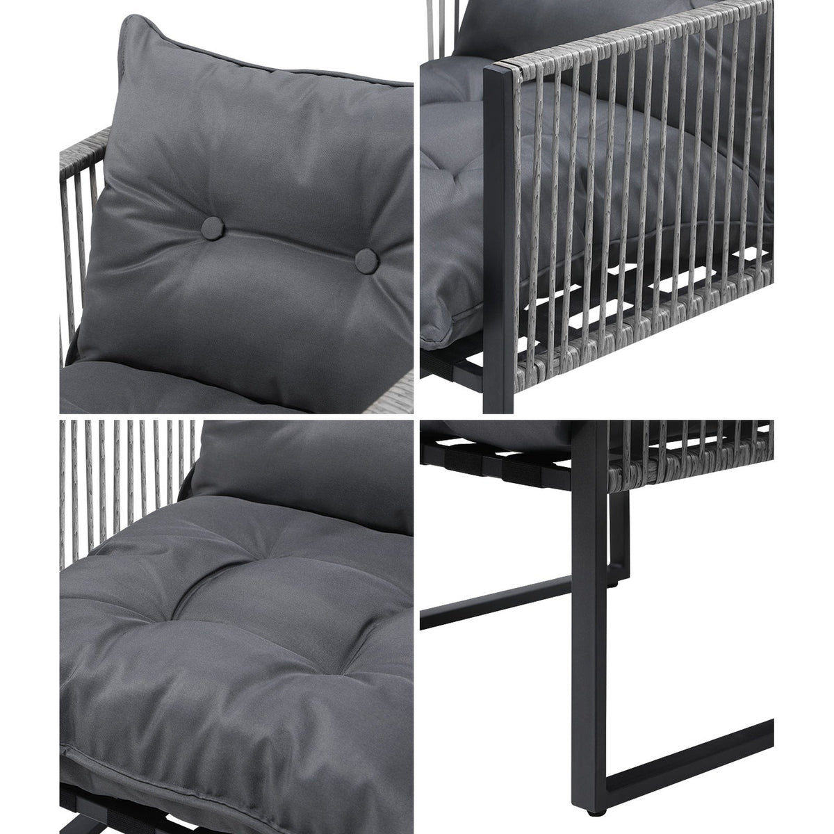 Livsip 2PCS Outdoor Furniture Patio Chairs Garden Lounge Sofa Set PE Wicker Grey