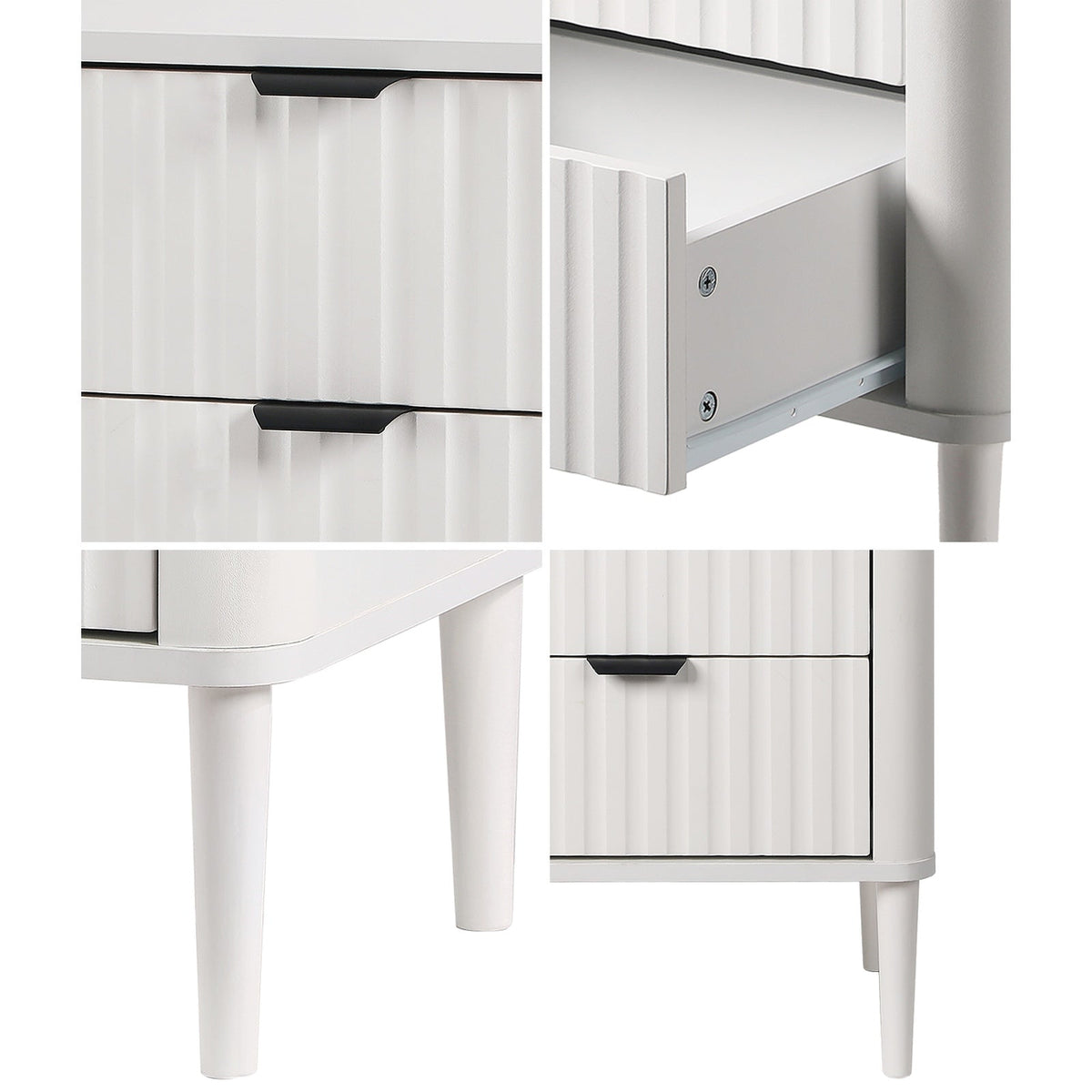 Oikiture Bedside Table Nightstand Side Storage 2 Drawers Cabinet White