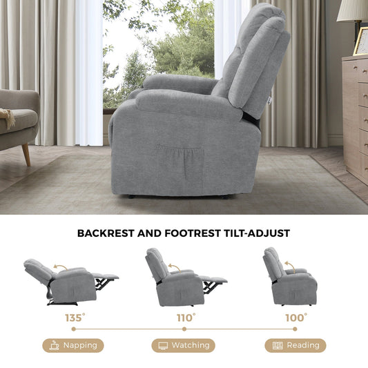 Oikiture Recliner Chair ArmChair Padded Lounge With Side Pocket Polyester/PU