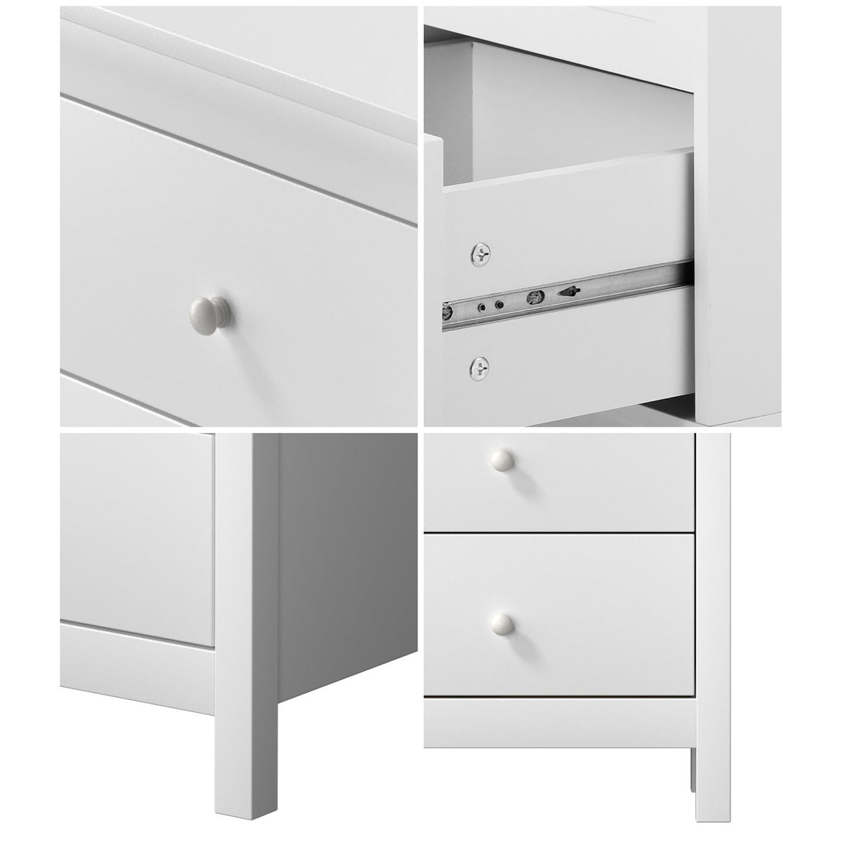 Oikiture Bedside Table Nightstand Side End Tables Hamptons Storage Cabinet