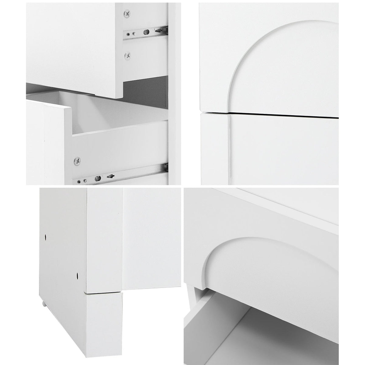 Oikiture Bedside Table 2 Drawers Side Table Storage Cabinet Nightstand White