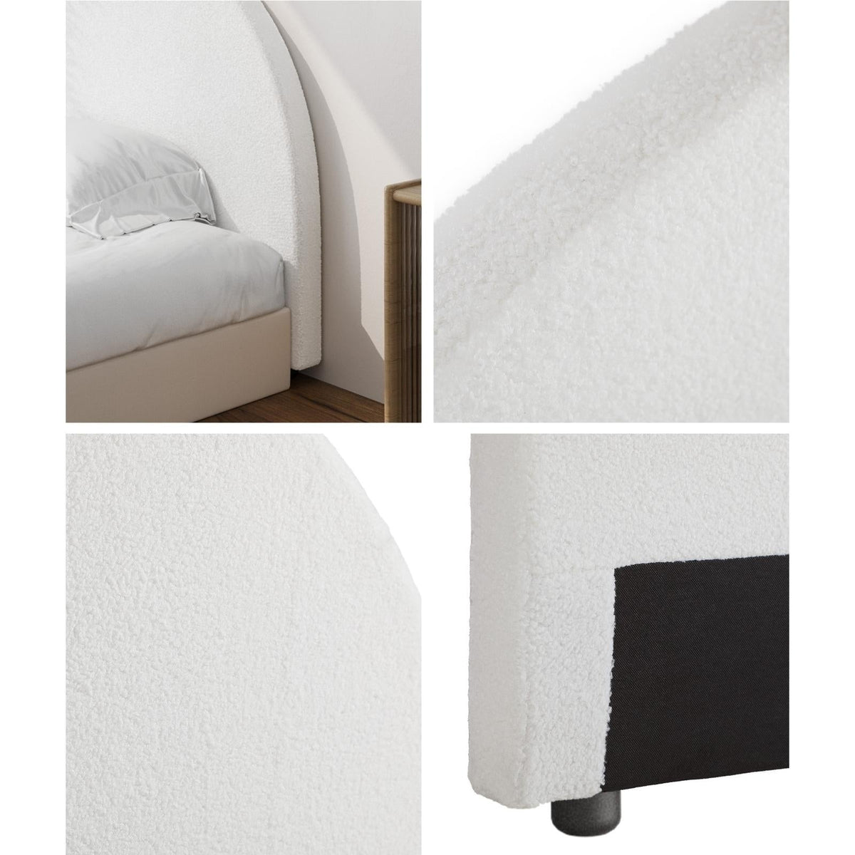 Oikiture Headboard Queen Double King Single Size Bed Head Bedhead Boucle Fabric
