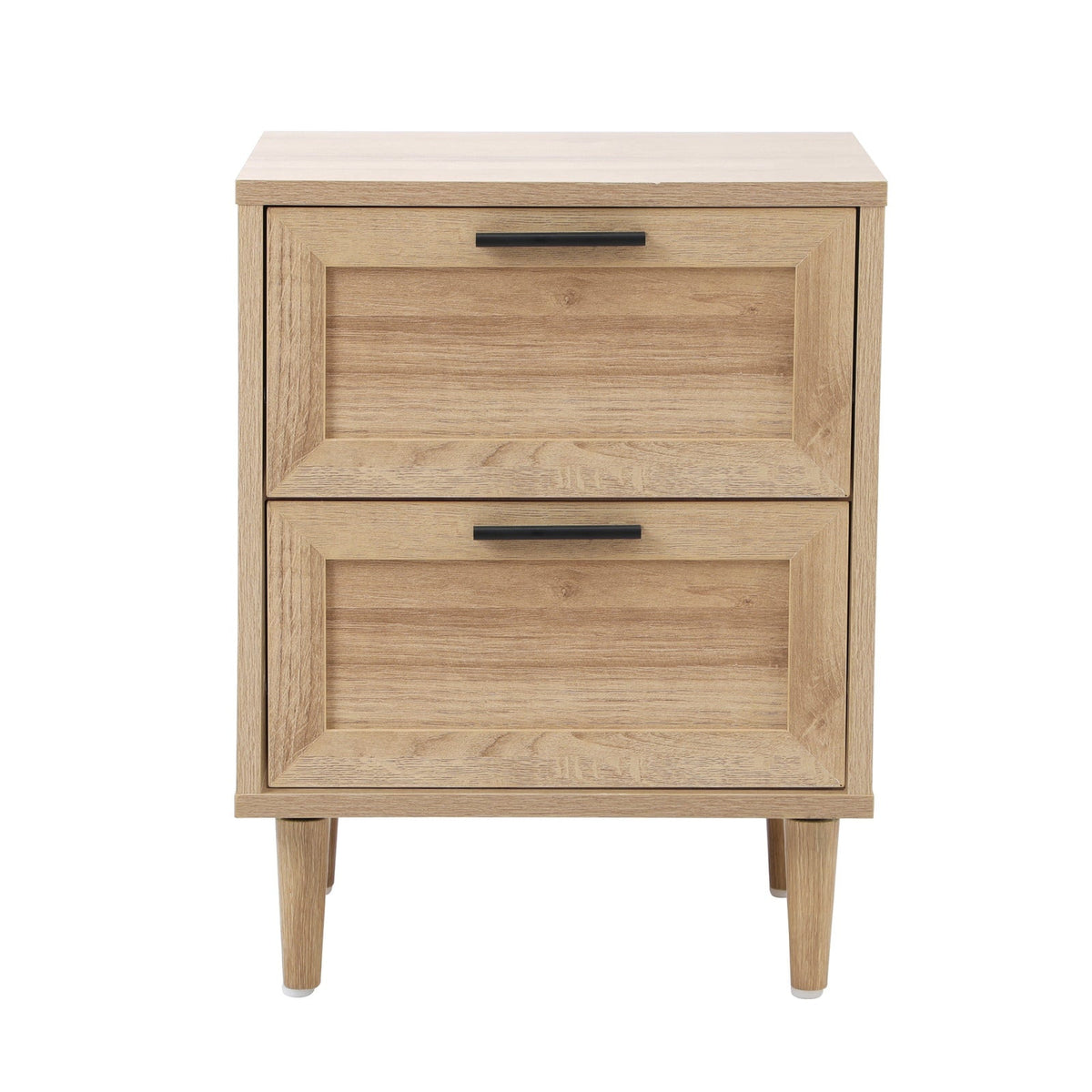 Oikiture Bedside Table Nightstand 2 Drwers Side End Table Storage Natural