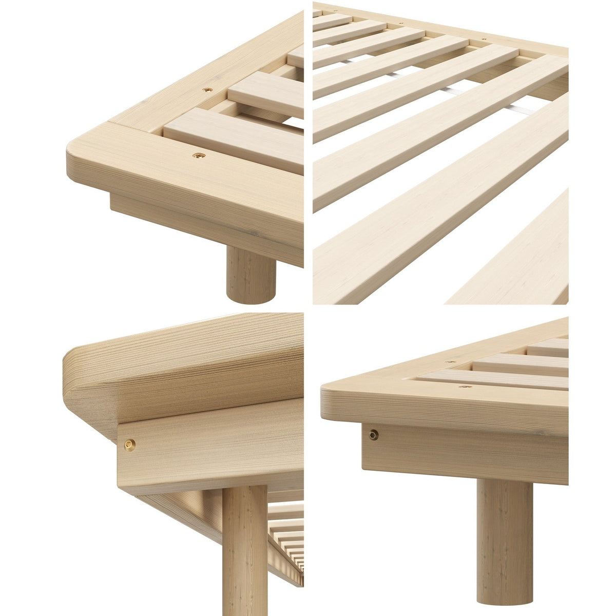 Oikiture Bed Frame Single Size Wooden Bed Base Timber Floating Beds