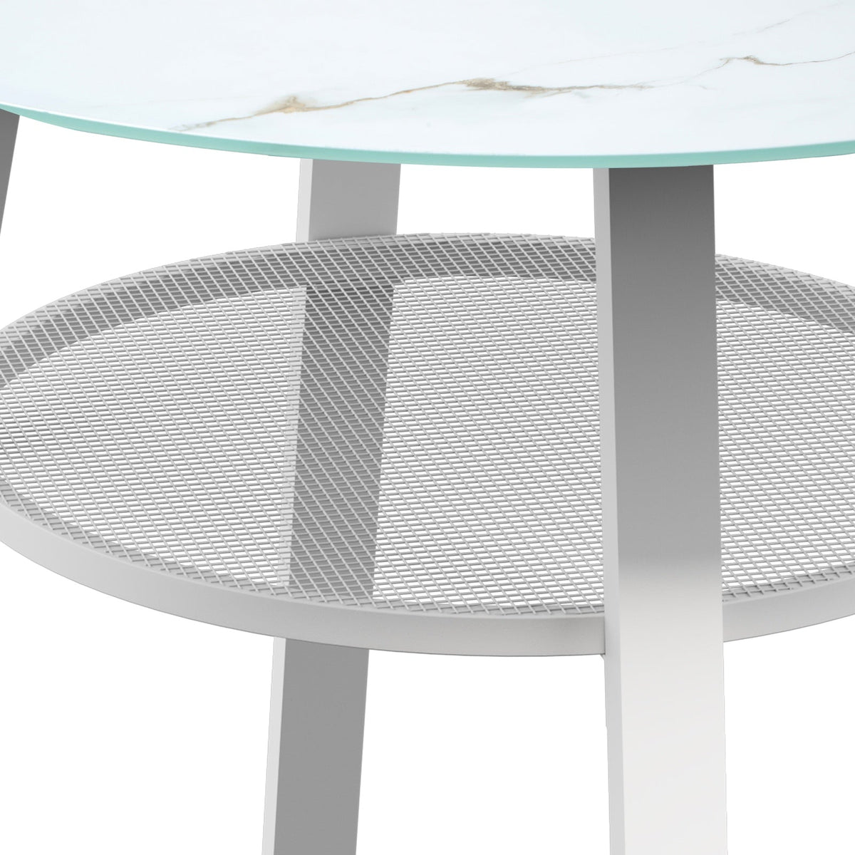 Livsip Outdoor Dining Table w/ Storage Shelf Patio Furniture White 90cm