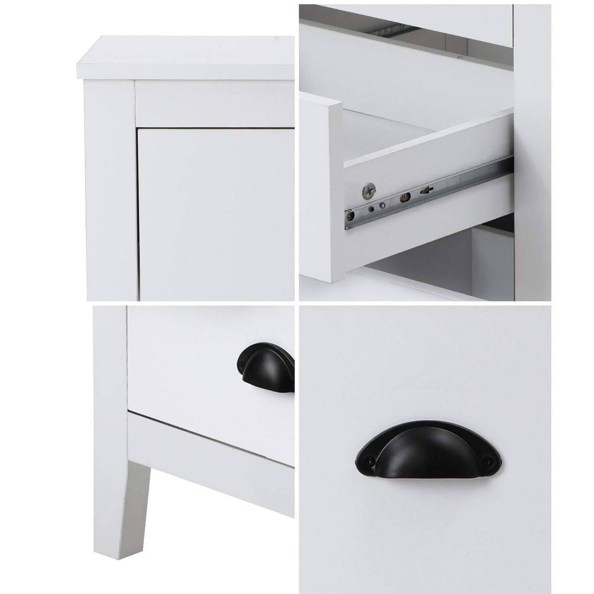 Oikiture Bedside Table 2 Drawers Side Tables Nightstand Storage Cabinet Vintage