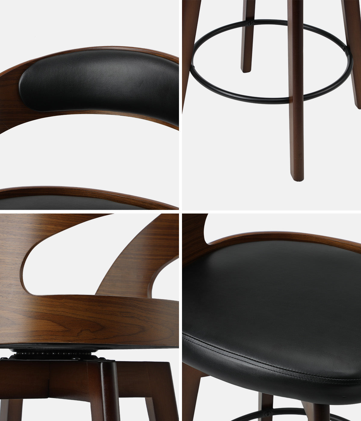 Oikiture 2x Bar Stools Kitchen Counter Stool Swivel Dining Chair PU Leather