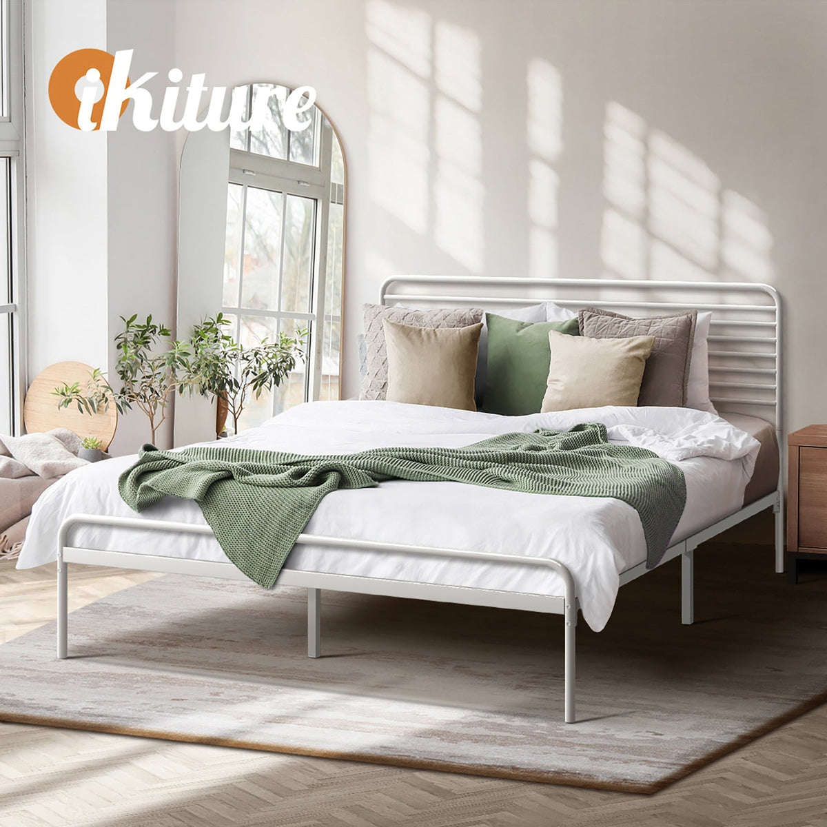 Oikiture Metal Bed Frame Queen Double King Single Bed Base Beds Platform
