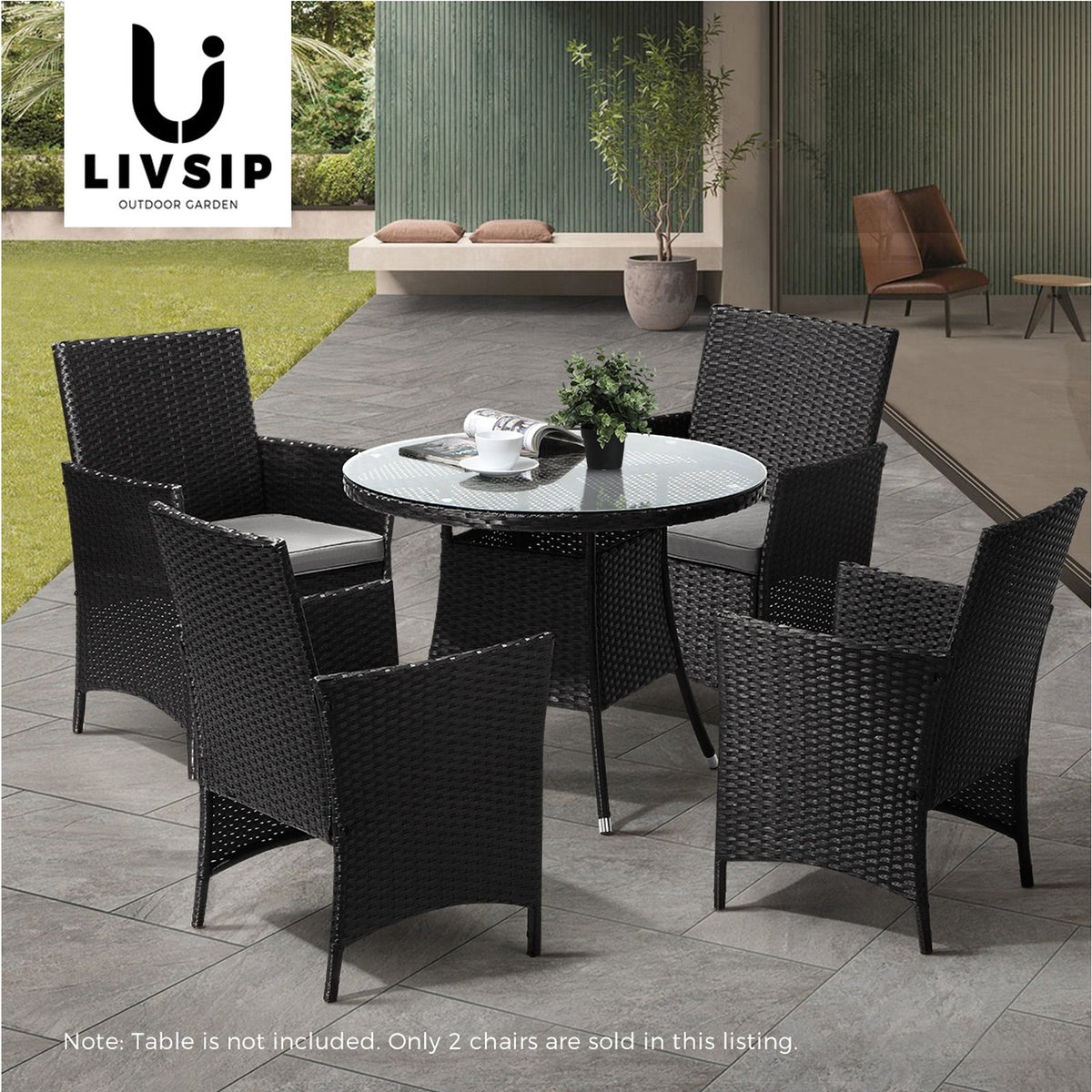 Livsip Outdoor Dining Chairs Rattan Outdoor Patio Chairs Furniture Set of 2