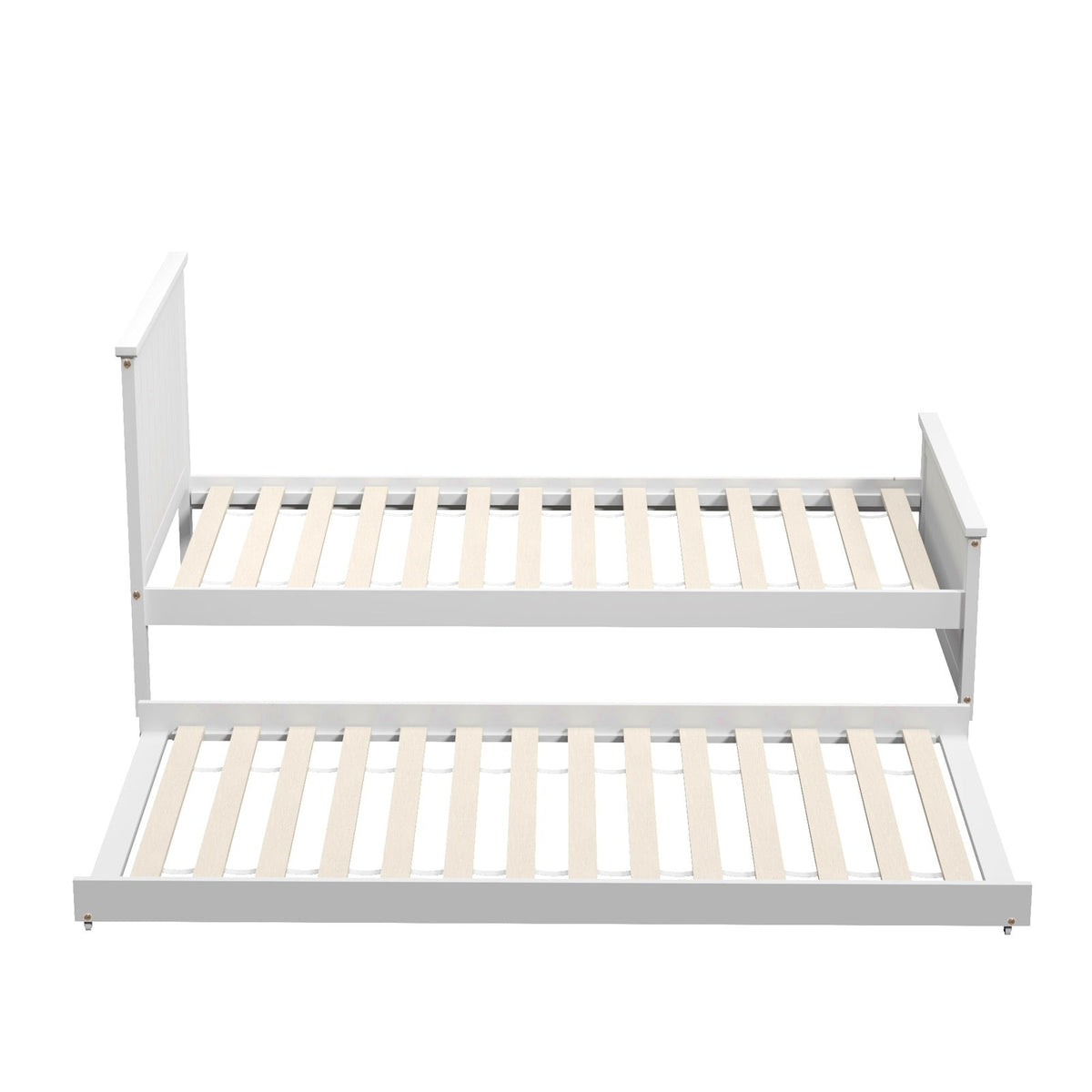 Oikiture Trundle Bed Frame Single Size Beds Base Wooden Daybed White