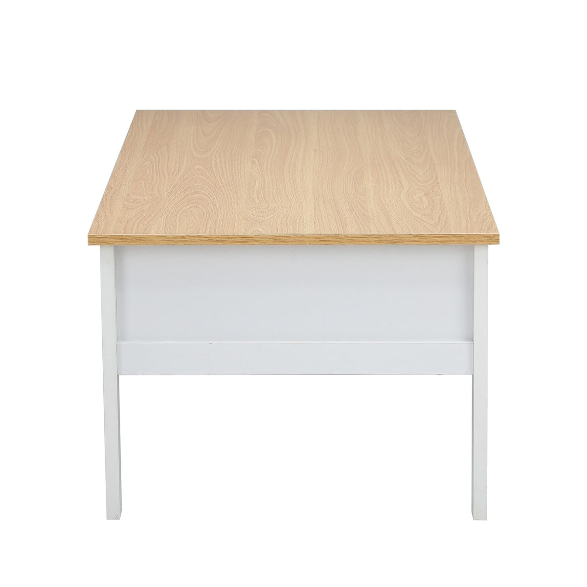 Oikiture Coffee Table Storage Drawers Side Tables Sofa Cafe Desk Natural White