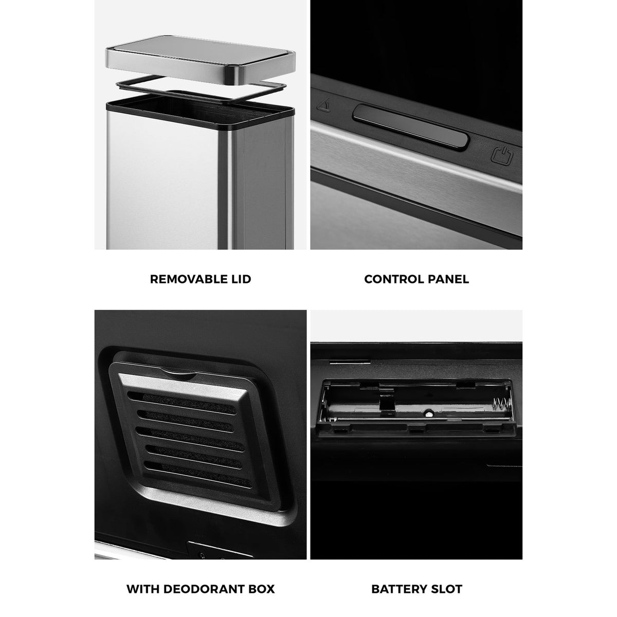 Oikiture 75L Motion Sensor Bin Automatic Rubbish Trash Can Kitchen Silver