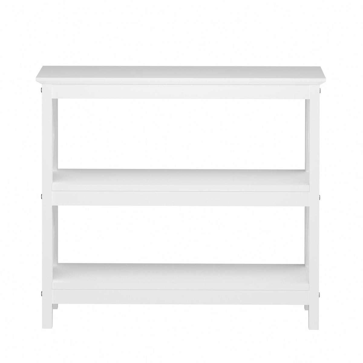 Oikiture 3-Tier Console Table X-Design Wood Sofa Table Hall Side Entry White