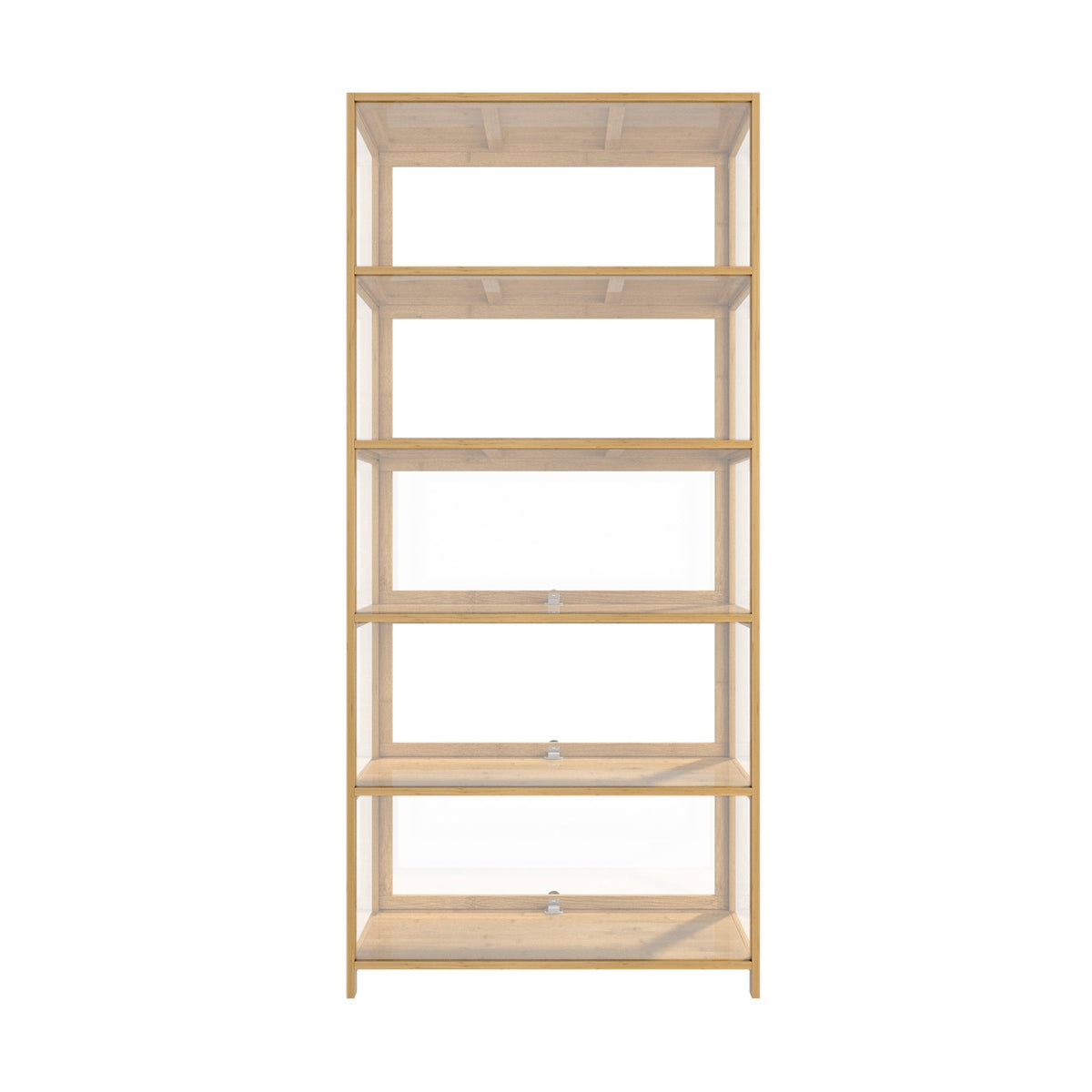 Oikiture Display Cabinet Storage 5-Tier Shelves Clear Bookcase Stand Rack Oak