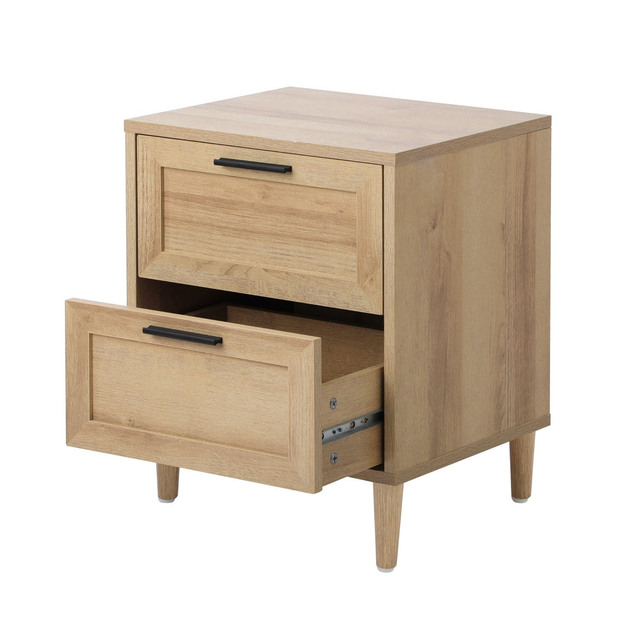 Oikiture Bedside Table Nightstand 2 Drwers Side End Table Storage Natural
