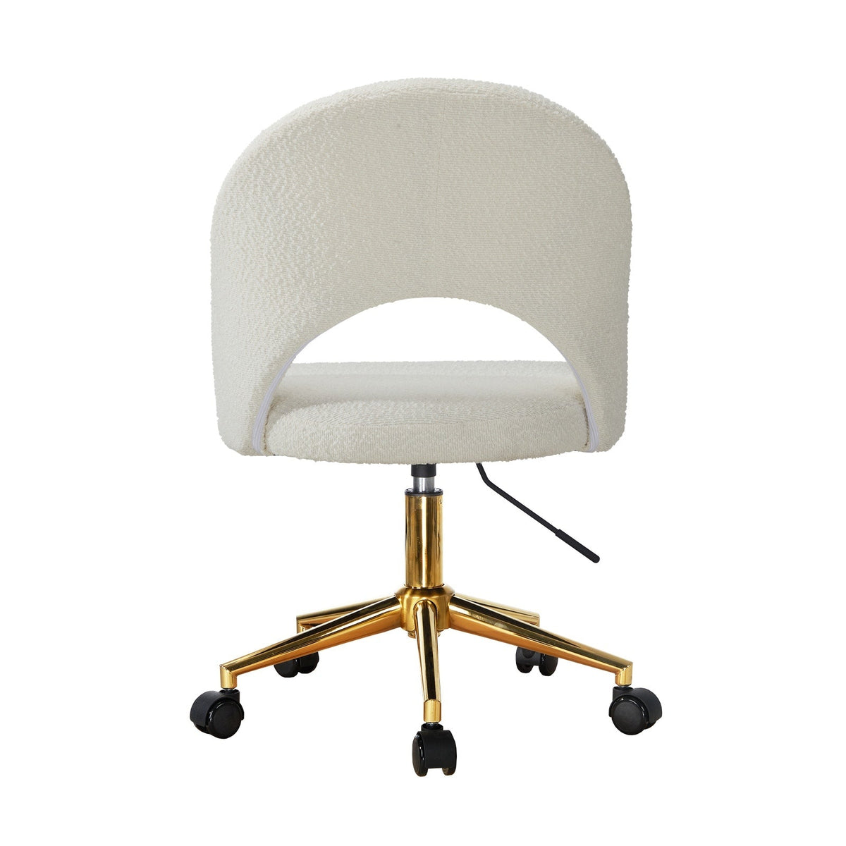 Oikiture High Back Hollow Armless Home Office Chair Boucle White and Gold