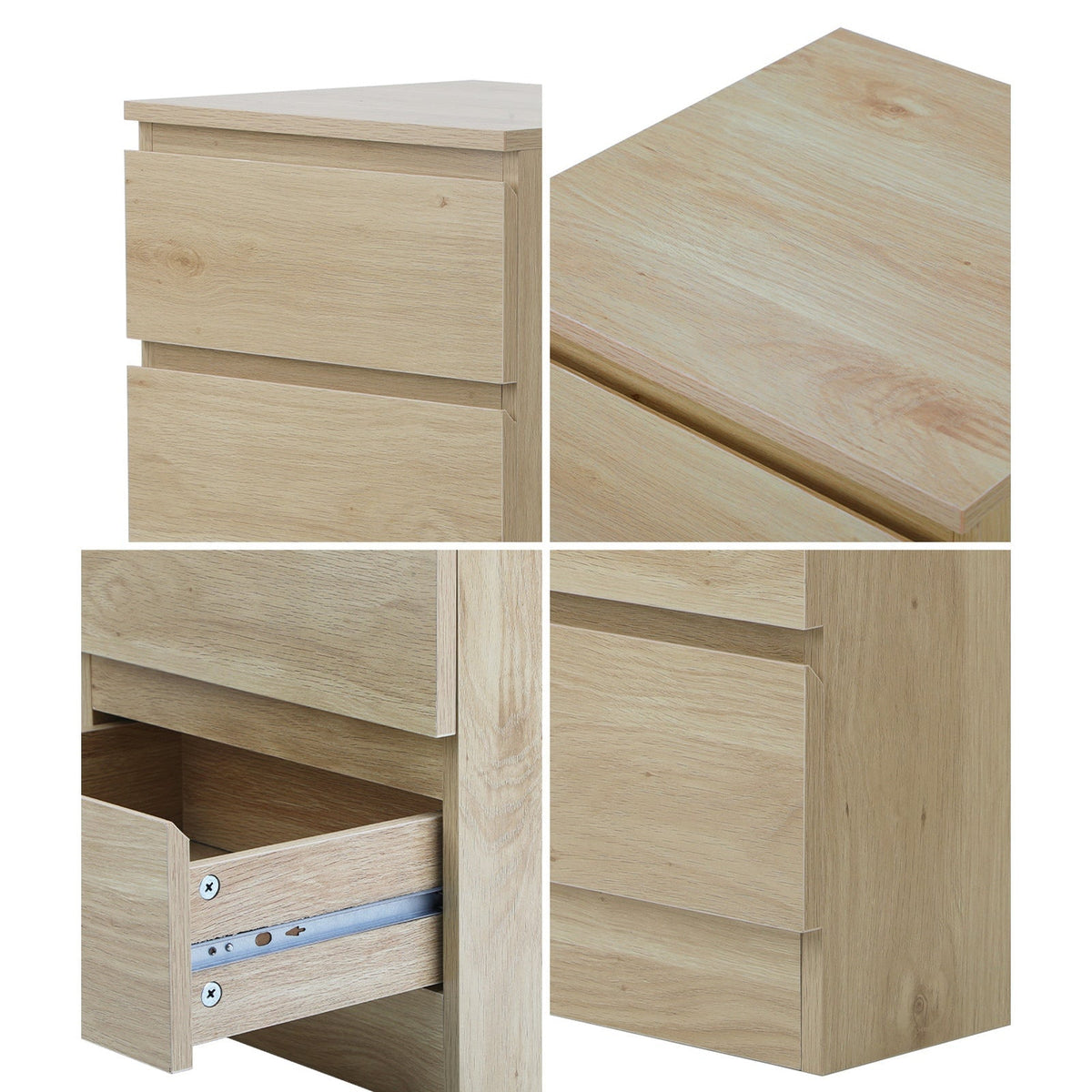 Oikiture Bedside Table 3 Drawers Side Tables Storage Cabinet Nightstand