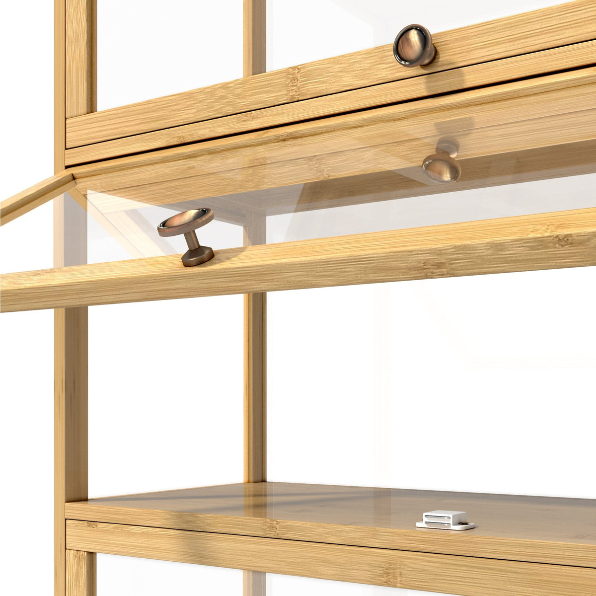 Oikiture Display Cabinet Storage 5-Tier Shelves Clear Bookcase Stand Rack Oak