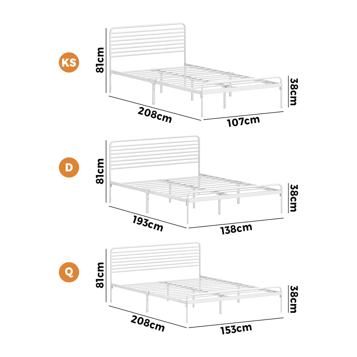 Oikiture Metal Bed Frame Queen Double King Single Bed Base Beds Platform