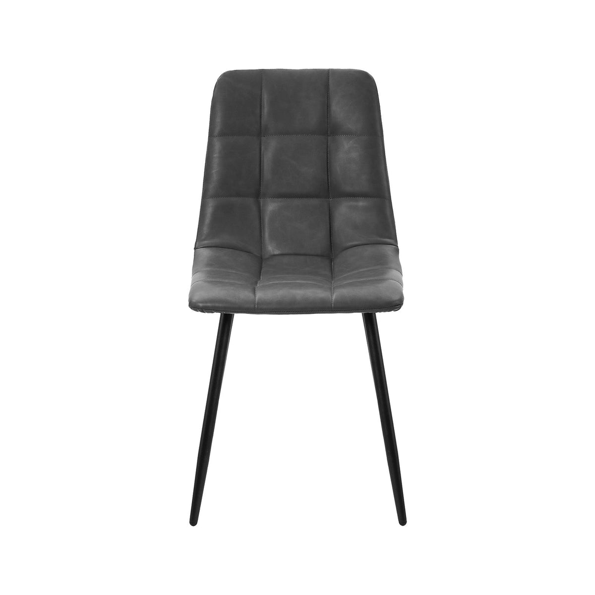 Oikiture 4x Padded Dining Chairs Kitchen PU Leather Seat Retro Grey
