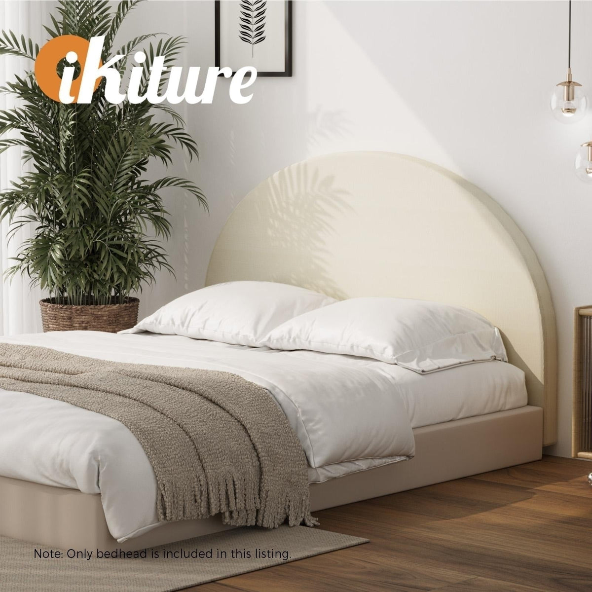 Oikiture Headboard Queen Double King Single Size Bed Head Bedhead Boucle Fabric