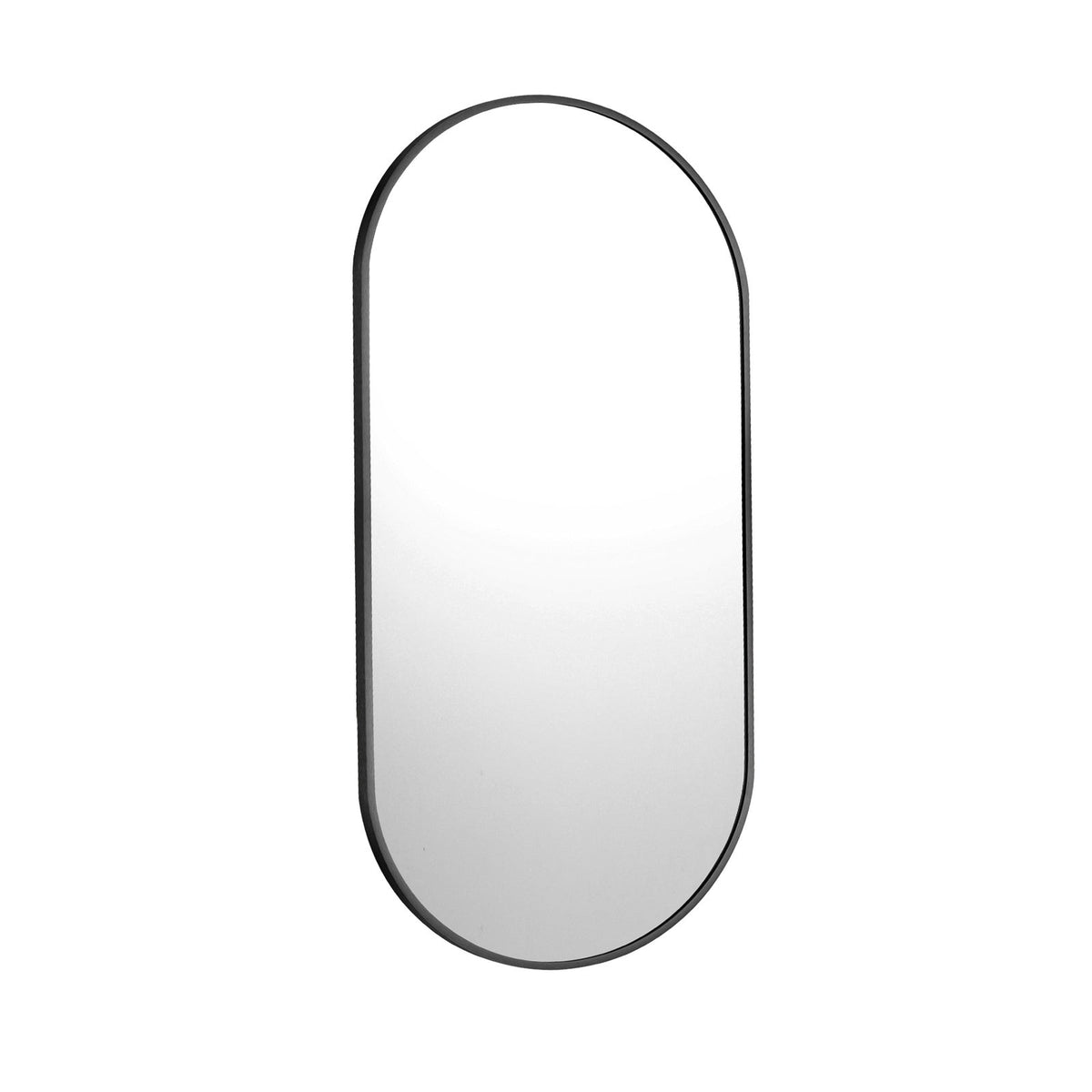 Oikiture Wall Mirrors Oval Makeup Mirror Bedroom Home Decor Black 84x50cm