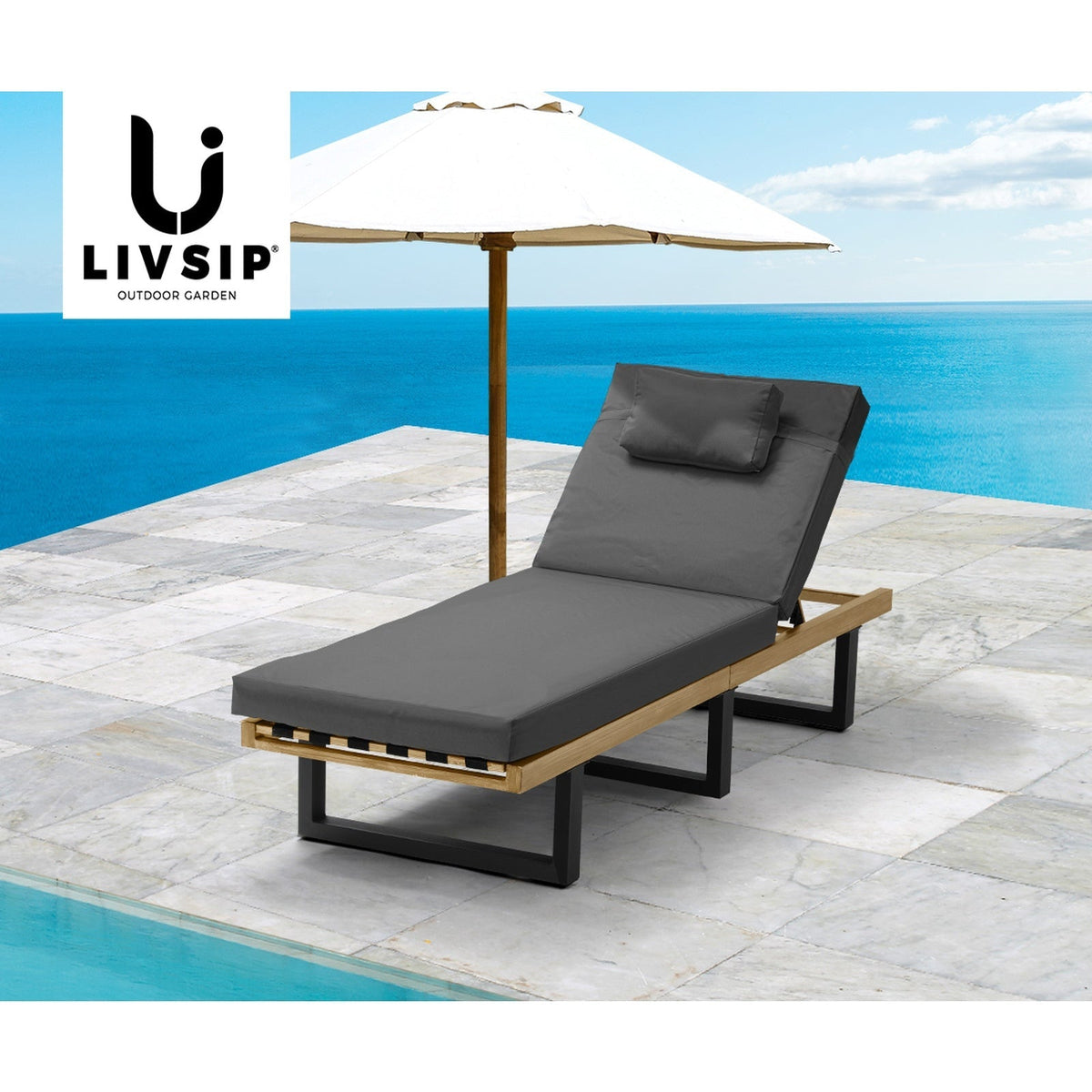 Livsip Sun Lounge Outdoor Lounger Chairs Garden Patio Furniture Day Bed