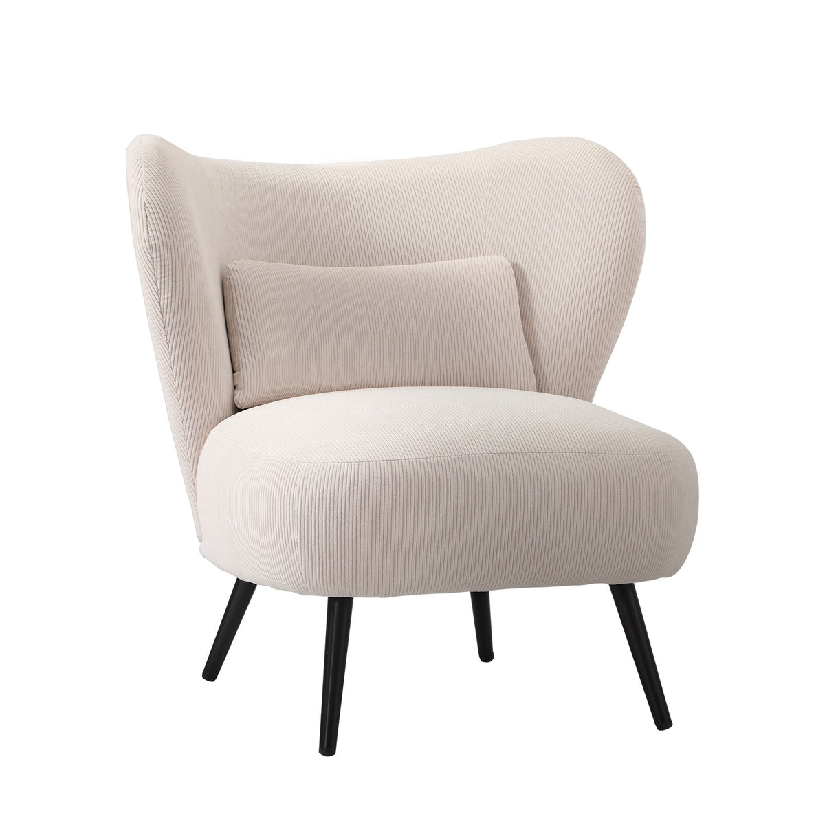 Oikiture Armchair Lounge Chair with Lumbar Pillow Wingback Velvet Beige